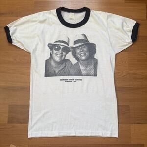 Vintage 70's Kennedy Space Center Florida USA White Ringer Tee Shirt Sz Large